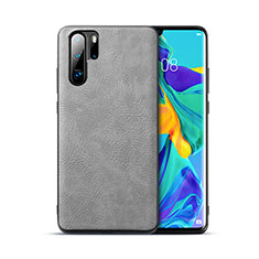 Coque Luxe Cuir Housse Etui R04 pour Huawei P30 Pro Gris