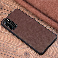 Coque Luxe Cuir Housse Etui R04 pour Huawei P40 Marron