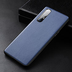 Coque Luxe Cuir Housse Etui R04 pour Oppo Reno3 Pro Bleu