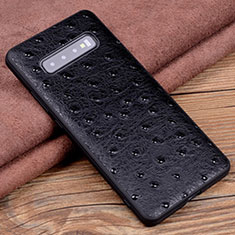 Coque Luxe Cuir Housse Etui R04 pour Samsung Galaxy S10 Plus Noir