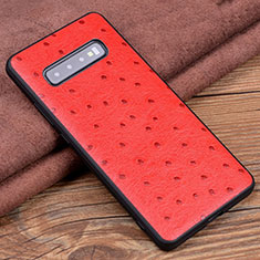 Coque Luxe Cuir Housse Etui R04 pour Samsung Galaxy S10 Plus Rouge