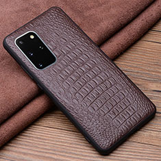 Coque Luxe Cuir Housse Etui R04 pour Samsung Galaxy S20 Plus 5G Marron