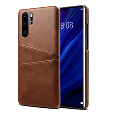 Coque Luxe Cuir Housse Etui R05 pour Huawei P30 Pro New Edition Marron