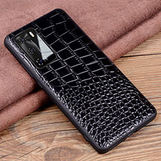 Coque Luxe Cuir Housse Etui R05 pour Huawei P40 Pro Noir