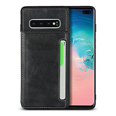 Coque Luxe Cuir Housse Etui R05 pour Samsung Galaxy S10 Plus Noir