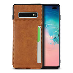 Coque Luxe Cuir Housse Etui R05 pour Samsung Galaxy S10 Plus Orange