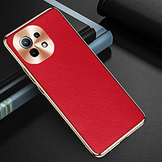 Coque Luxe Cuir Housse Etui R05 pour Xiaomi Mi 11 5G Rouge