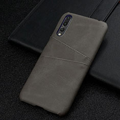 Coque Luxe Cuir Housse Etui R06 pour Huawei P20 Pro Gris