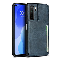 Coque Luxe Cuir Housse Etui R06 pour Huawei P40 Lite 5G Bleu