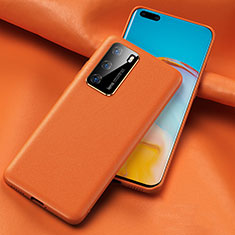 Coque Luxe Cuir Housse Etui R06 pour Huawei P40 Orange