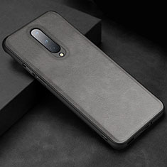 Coque Luxe Cuir Housse Etui R06 pour OnePlus 8 Gris