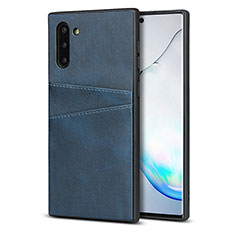 Coque Luxe Cuir Housse Etui R06 pour Samsung Galaxy Note 10 Bleu