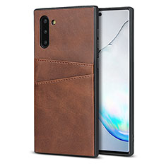 Coque Luxe Cuir Housse Etui R06 pour Samsung Galaxy Note 10 Marron