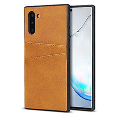 Coque Luxe Cuir Housse Etui R06 pour Samsung Galaxy Note 10 Orange