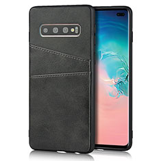 Coque Luxe Cuir Housse Etui R06 pour Samsung Galaxy S10 Plus Noir