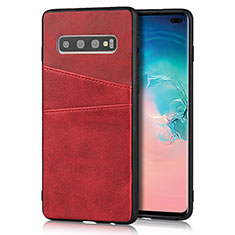 Coque Luxe Cuir Housse Etui R06 pour Samsung Galaxy S10 Plus Rouge