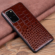 Coque Luxe Cuir Housse Etui R06 pour Samsung Galaxy S20 Plus 5G Marron