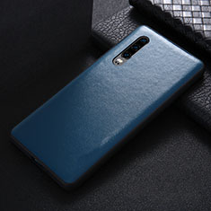 Coque Luxe Cuir Housse Etui R07 pour Huawei P30 Bleu