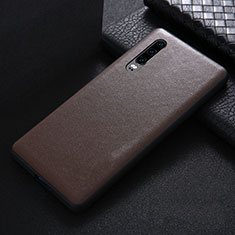 Coque Luxe Cuir Housse Etui R07 pour Huawei P30 Marron