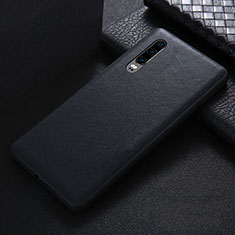 Coque Luxe Cuir Housse Etui R07 pour Huawei P30 Noir