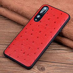 Coque Luxe Cuir Housse Etui R08 pour Huawei P20 Pro Rouge