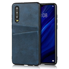 Coque Luxe Cuir Housse Etui R09 pour Huawei P30 Bleu