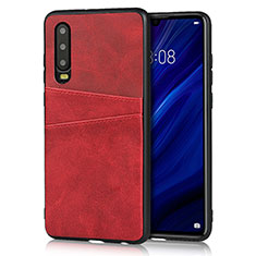 Coque Luxe Cuir Housse Etui R09 pour Huawei P30 Rouge