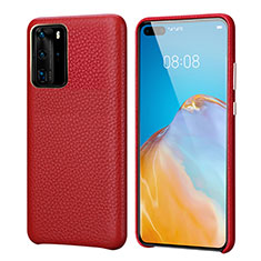 Coque Luxe Cuir Housse Etui R09 pour Huawei P40 Pro Rouge