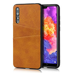 Coque Luxe Cuir Housse Etui R10 pour Huawei P20 Pro Orange