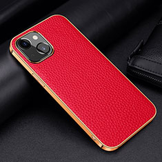 Coque Luxe Cuir Housse Etui S01 pour Apple iPhone 13 Mini Rouge