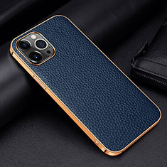 Coque Luxe Cuir Housse Etui S01 pour Apple iPhone 14 Pro Bleu