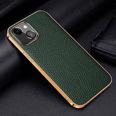 Coque Luxe Cuir Housse Etui S01 pour Apple iPhone 14 Vert