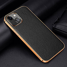 Coque Luxe Cuir Housse Etui S01 pour Apple iPhone 15 Plus Noir