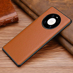 Coque Luxe Cuir Housse Etui S01 pour Huawei Mate 40 Pro Marron