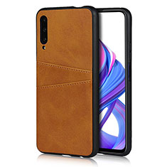 Coque Luxe Cuir Housse Etui S01 pour Huawei Y9s Orange