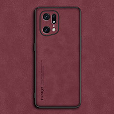 Coque Luxe Cuir Housse Etui S01 pour Oppo Find X5 Pro 5G Rouge