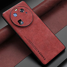 Coque Luxe Cuir Housse Etui S01 pour Oppo Find X6 5G Rouge