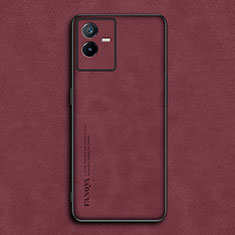 Coque Luxe Cuir Housse Etui S01 pour Vivo T2x 5G Rouge