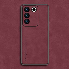 Coque Luxe Cuir Housse Etui S01 pour Vivo V27 Pro 5G Rouge