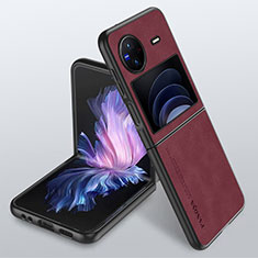 Coque Luxe Cuir Housse Etui S01 pour Vivo X Flip 5G Rouge