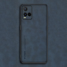 Coque Luxe Cuir Housse Etui S01 pour Vivo Y21 Bleu