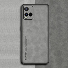 Coque Luxe Cuir Housse Etui S01 pour Vivo Y21 Gris