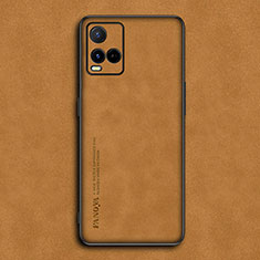 Coque Luxe Cuir Housse Etui S01 pour Vivo Y21 Orange