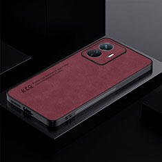 Coque Luxe Cuir Housse Etui S01 pour Vivo Y77 5G Rouge