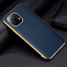 Coque Luxe Cuir Housse Etui S01 pour Xiaomi Mi 11 5G Bleu