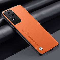 Coque Luxe Cuir Housse Etui S01 pour Xiaomi Poco F4 5G Orange