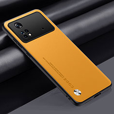 Coque Luxe Cuir Housse Etui S01 pour Xiaomi Poco M4 Pro 4G Jaune