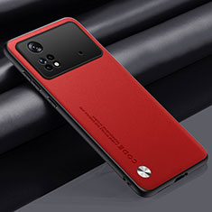 Coque Luxe Cuir Housse Etui S01 pour Xiaomi Poco M4 Pro 4G Rouge