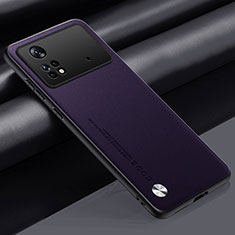 Coque Luxe Cuir Housse Etui S01 pour Xiaomi Poco M4 Pro 4G Violet