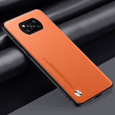 Coque Luxe Cuir Housse Etui S01 pour Xiaomi Poco X3 Orange